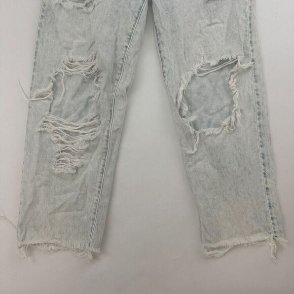 SO Women's Distressed Blue Denim High Rise Mom Jean Size 7/28W Paper Bag Waist - Picture 3 of 11
